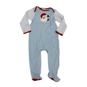 NWT Magnolia Baby 12M Blue Winking Santa